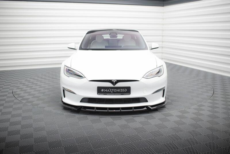 Maxton Design Frontlippe für Tesla Model S Plaid Mk1 Facelift Hochglanz schwarz