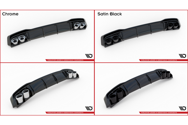 Maxton Design Heckdiffusor mit Sportauspuff Attrappe Chrom für Audi A3 S-Line Limousine 8Y