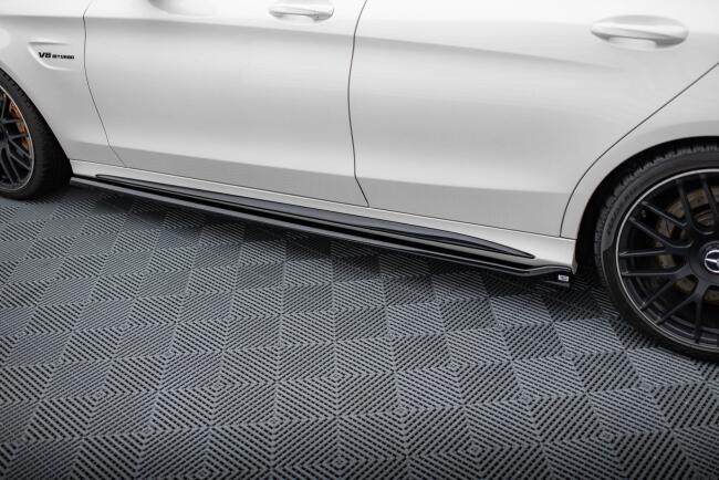 Maxton Design Seitenschweller V.2 für Mercedes-AMG C63 Limousine / Kombi W205 / S205 schwarz Hochglanz