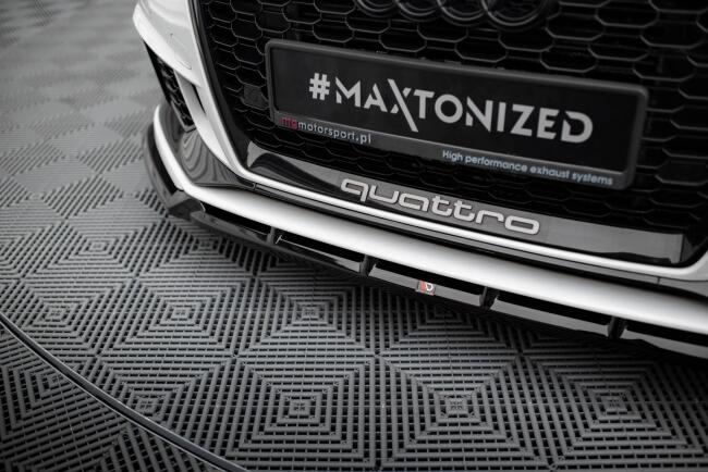 Maxton Design Frontlippe V.3 für Audi RS3 Limousine 8V Facelift Hochglanz schwarz