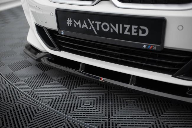 Maxton Design Frontlippe V.1 für BMW 3er Limousine / Touring G20 / G21 Facelift schwarz Hochglanz
