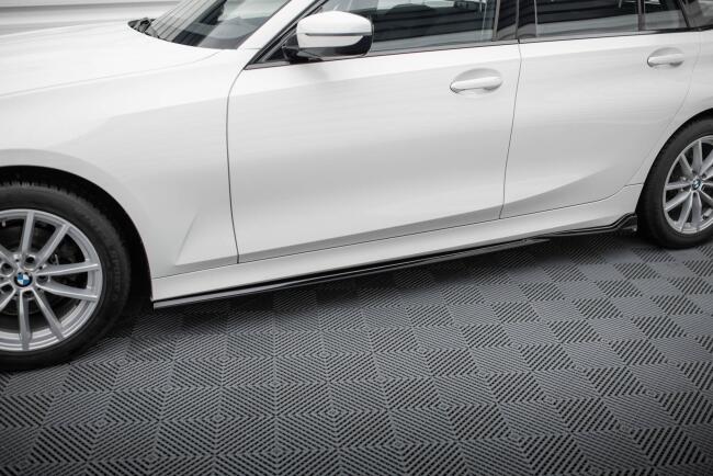 Maxton Design Seitenschweller für BMW 3er Limousine / Touring G20 / G21 Facelift schwarz Hochglanz