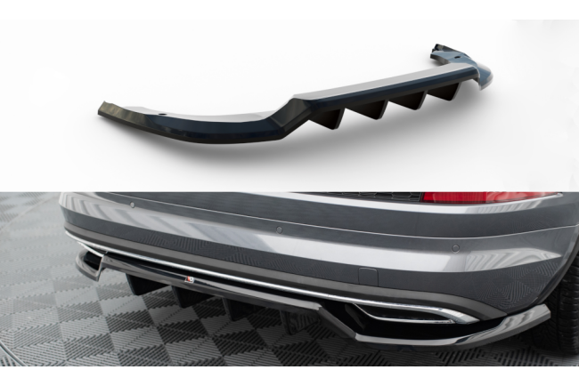 Maxton Design mittlerer Heckdiffusor für Skoda Kodiaq Sportline Mk1 Facelift schwarz Hochglanz