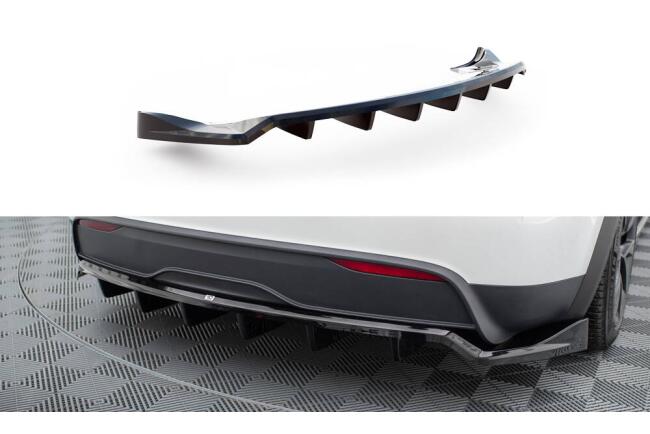 Maxton Design mittlerer Heckdiffusor für Tesla Model X Mk1 Facelift Hochglanz schwarz