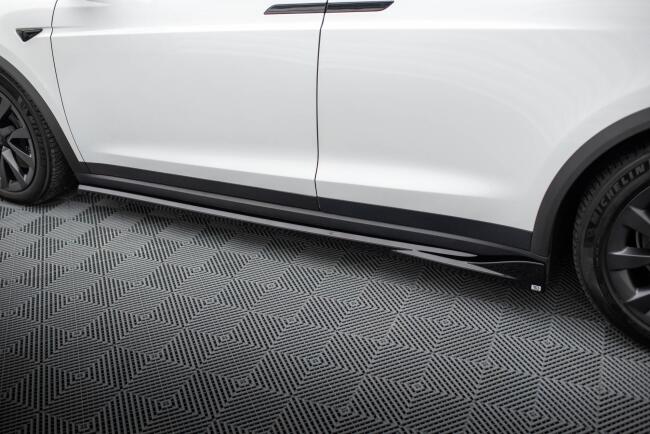 Maxton Design Seitenschweller für Tesla Model X Mk1 Facelift schwarz Hochglanz