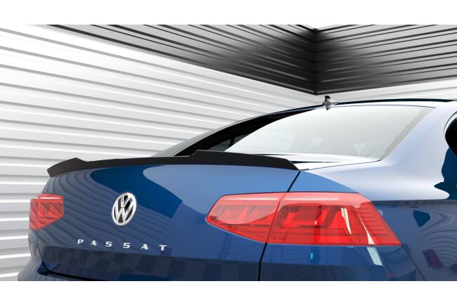 Maxton Design Heckspoiler Lippe für Volkswagen Passat Limousine R-Line Mk8 schwarz Hochglanz
