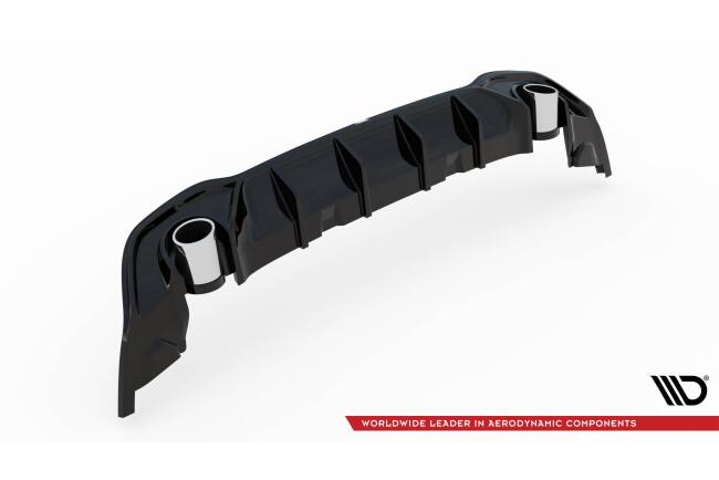 Maxton Design Heckdiffusor mit Sportauspuff Attrappe Schwarz für VW Golf 8 GTE / R-Line 2020-