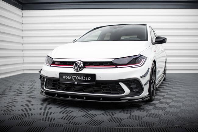 Maxton Design Frontlippe V.1 für Volkswagen Polo GTI Mk6 Facelift Hochglanz schwarz