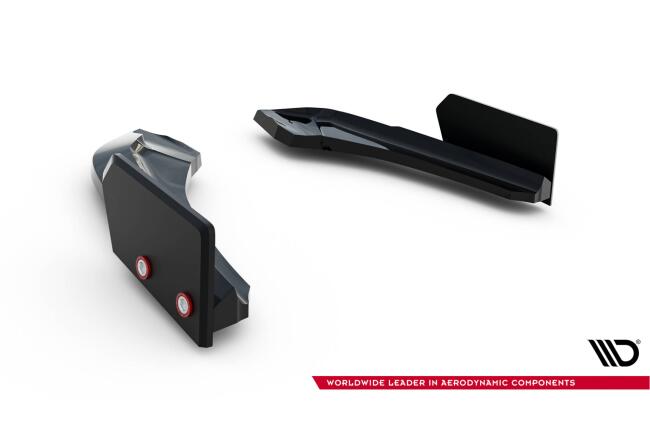 Maxton Design Diffusor Flaps für BMW 1er F20 M-Paket / M140i Facelift Hochglanz schwarz mit matten Flaps