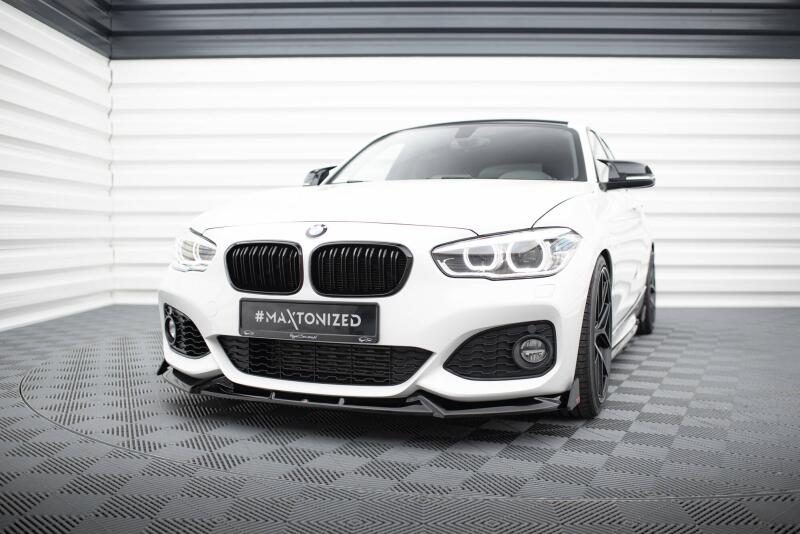 Maxton Design Frontlippe V.4 mit Flaps für BMW 1er F20 M-Paket / M140i Facelift Hochglanz schwarz