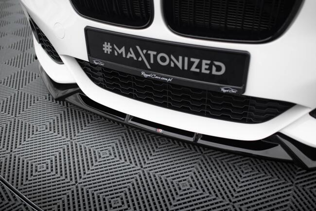 Maxton Design Frontlippe V.4 mit Flaps für BMW 1er F20 M-Paket / M140i Facelift Hochglanz schwarz