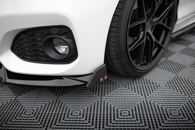 Maxton Design Frontlippe V.4 mit Flaps für BMW 1er F20 M-Paket / M140i Facelift Hochglanz schwarz