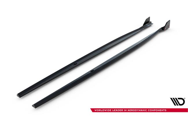 Maxton Design Seitenschweller mit Flaps (Paar) V.4 für BMW 1er F20 M-Paket / M140i Facelift Hochglanz schwarz