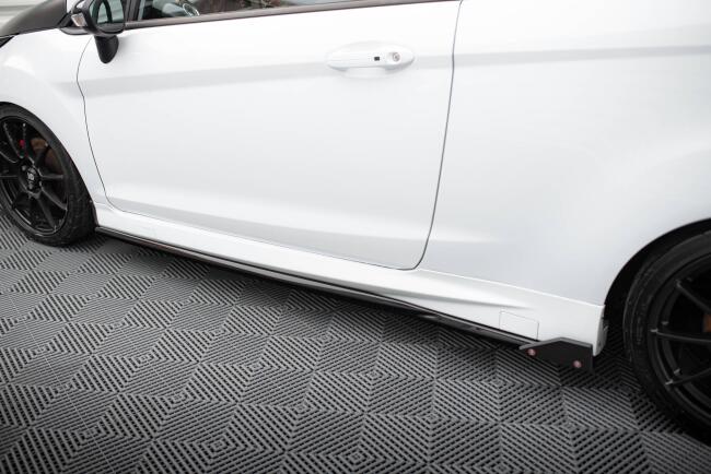 Maxton Design Seitenschweller mit Flaps (Paar) für Ford Fiesta ST / ST-Line Mk7 Hochglanz schwarz