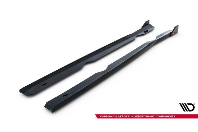 Maxton Design Seitenschweller mit Flaps (Paar) für Ford Fiesta ST / ST-Line Mk7 Hochglanz schwarz