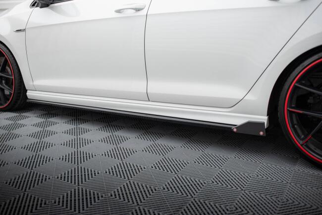 Maxton Design Seitenschweller mit Flaps (Paar) V.3 für VW Golf 7 R Hochglanz schwarz