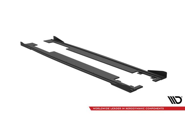 Maxton Design Street Pro Seitenschweller (Paar) für Audi A7 S-Line C7 schwarz mit Hochglanz Flaps