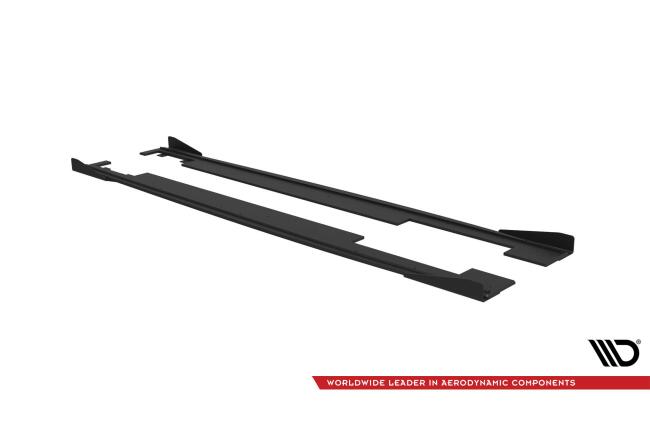 Maxton Design Street Pro Seitenschweller (Paar) für Audi A7 S-Line C7 schwarz rot mit Hochglanz Flaps