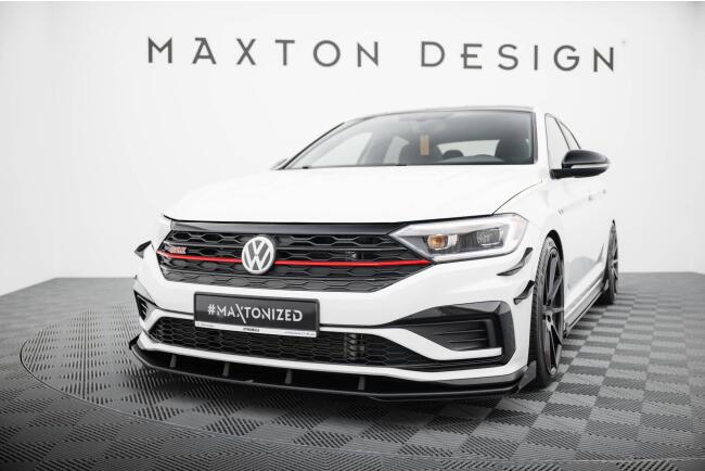 Maxton Design Street Pro Frontlippe für VW Jetta GLI Mk7 rot mit schwarzen Hochglanz flaps