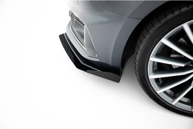 Maxton Design Street Pro Frontlippe für Audi A5 F5 Facelift Schwarz-Rot mit Hochglanz Flaps