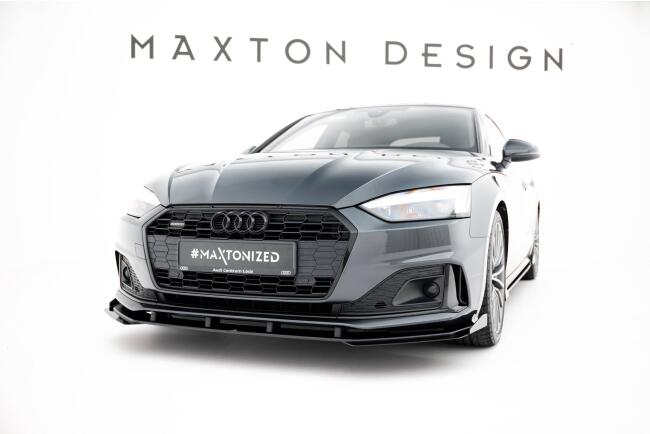 Maxton Design Street Pro Frontlippen Flaps für Audi A5 F5 Facelift Hochglanz schwarz