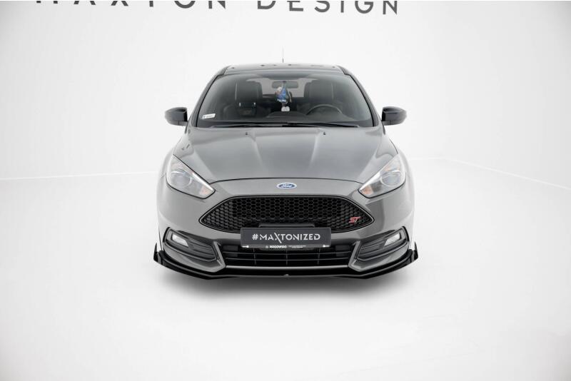 Maxton Design Street Pro Frontlippe für Ford Focus ST Mk3 Facelift schwarz mit Hochglanz Flaps