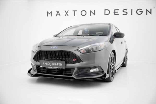 Maxton Design Street Pro Frontlippe für Ford Focus ST Mk3 Facelift schwarz mit Hochglanz Flaps