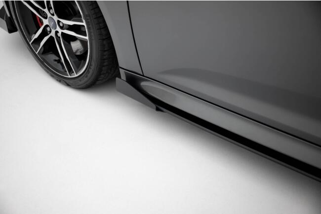 Maxton Design Street Pro Seitenschweller Flaps für Ford Focus ST Mk3 Facelift Hochglanz schwarz