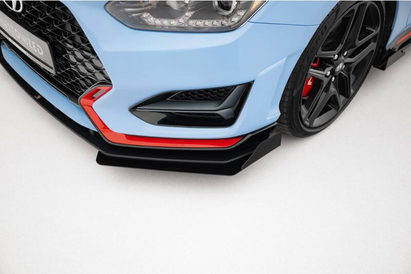 Maxton Design Street Pro Frontlippe für Hyundai Veloster N Mk2 mit Hochglanz schwarzen Flaps