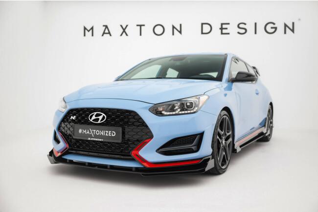 Maxton Design Street Pro Frontlippe für Hyundai Veloster N Mk2 mit Hochglanz schwarzen Flaps