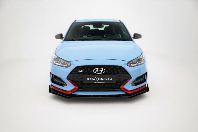 Maxton Design Street Pro Frontlippe für Hyundai Veloster N Mk2 mit Hochglanz schwarzen Flaps