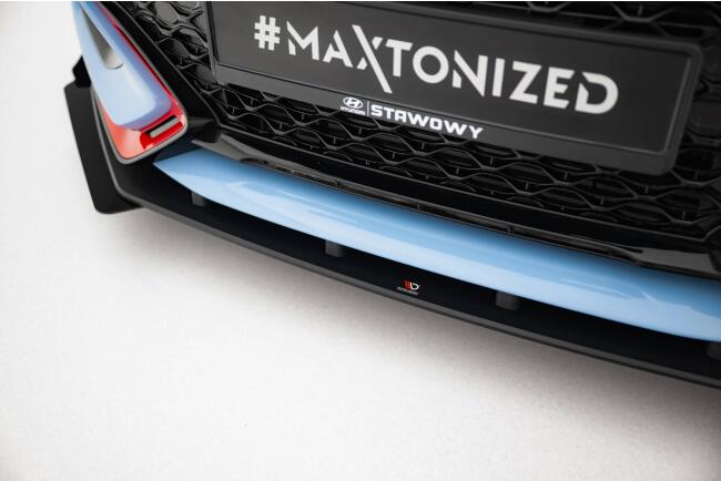 Maxton Design Street Pro Frontlippe für Hyundai Veloster N Mk2 mit Hochglanz schwarzen Flaps