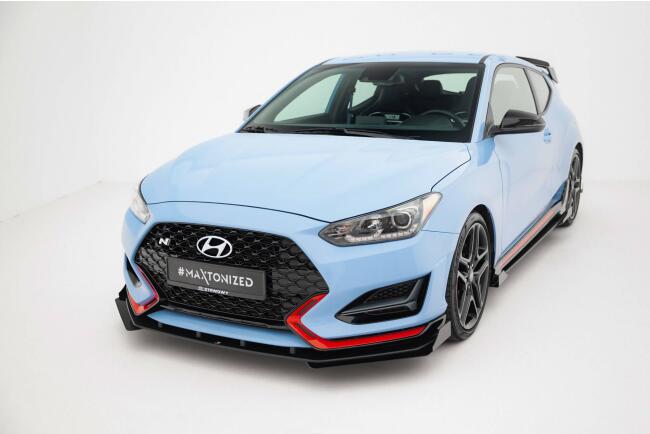 Maxton Design Street Pro Frontlippen Flaps für Hyundai Veloster N Mk2 Hochglanz schwarz