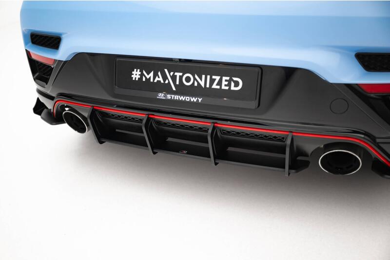 Maxton Design Street Pro Heckdiffusor für Hyundai Veloster N Mk2 schwarz-rot