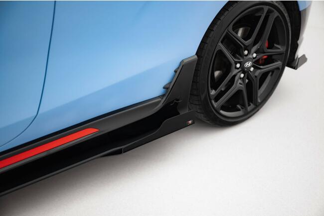 Maxton Design Street Pro Seitenschweller für Hyundai Veloster N Mk2 schwarz mit Hochglanz Flaps