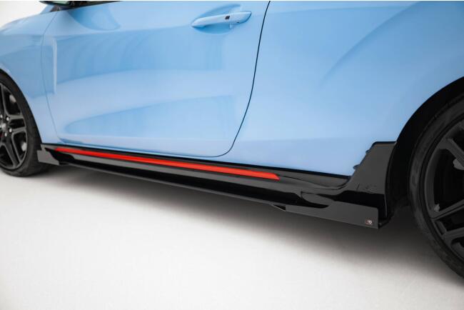 Maxton Design Street Pro Seitenschweller für Hyundai Veloster N Mk2 schwarz mit Hochglanz Flaps