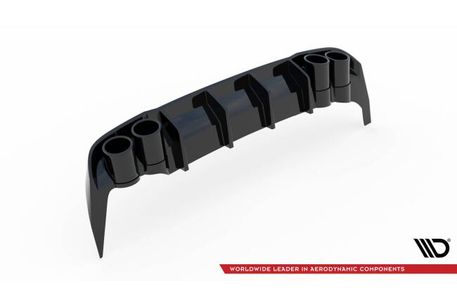 Maxton Design Heckdiffusor mit Sportauspuff Attrappe Schwarz für Seat Leon ST FR Mk4