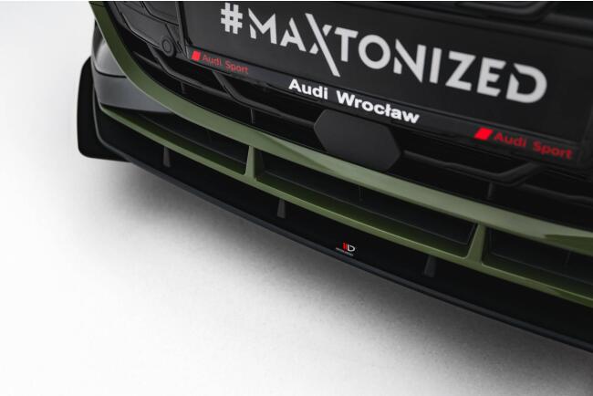 Maxton Design Street Pro Frontlippe V.1 für Audi S3 / A3 S-line 8Y Facelift rot mit Hochglanz Flaps