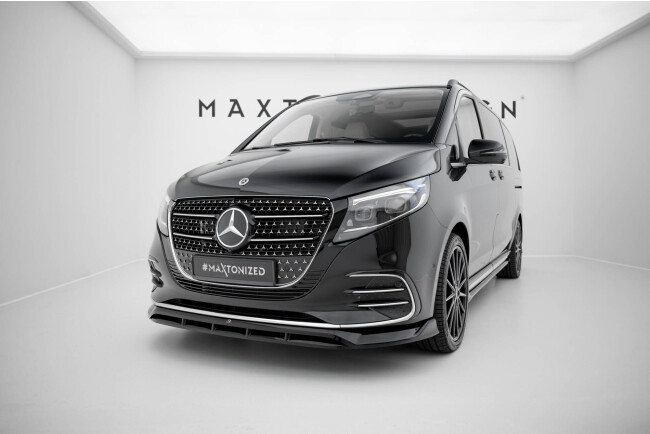 Maxton Design Frontlippe für Mercedes V-Klasse AMG-Line W447 Facelift 2 Hochglanz schwarz