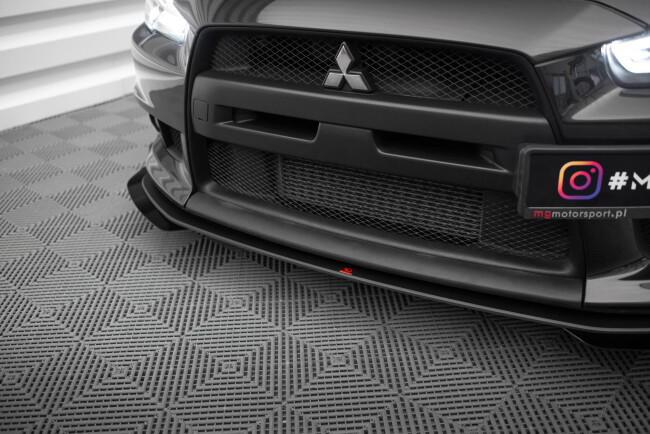 Maxton Design Street Pro Frontlippe für Mitsubishi Lancer EVO X schwarz mit Hochglanz Flaps