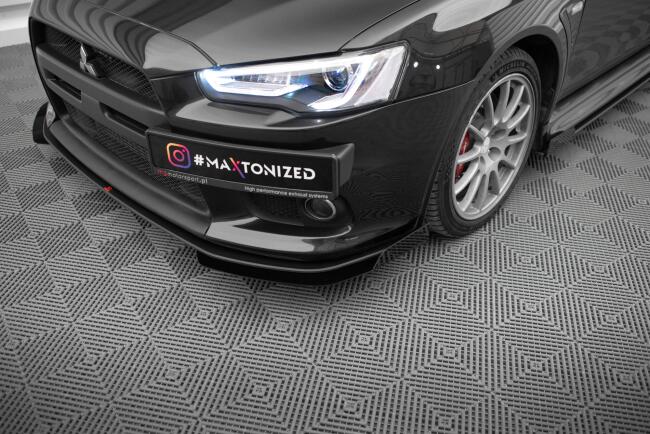 Maxton Design Street Pro Frontlippen Flaps für Mitsubishi Lancer EVO X Hochglanz schwarz