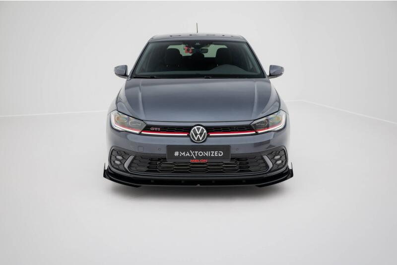 Maxton Design Street Pro Frontlippe für VW Golf 8 Facelift GTI / GTE / R-Line schwarz mit Hochglanz Flaps