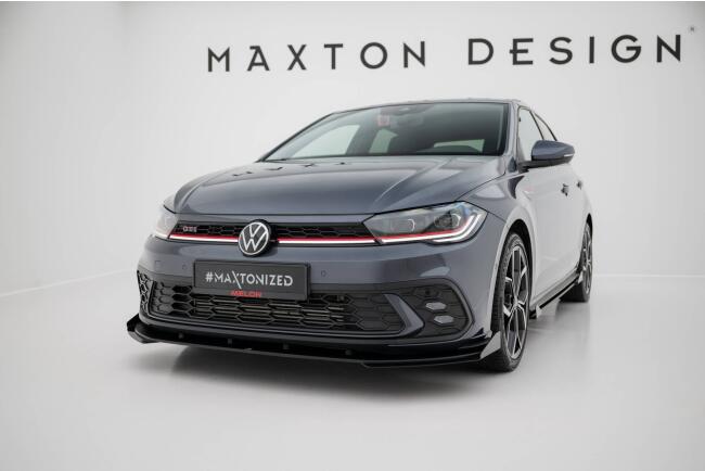 Maxton Design Street Pro Frontlippe für VW Golf 8 Facelift GTI / GTE / R-Line schwarz mit Hochglanz Flaps