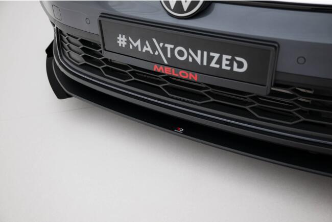 Maxton Design Street Pro Frontlippe für VW Golf 8 Facelift GTI / GTE / R-Line schwarz mit Hochglanz Flaps