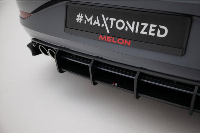 Maxton Design Street Pro Heckdiffusor für VW Polo GTI Mk6 Facelift schwarz mit Hochglanz Flaps