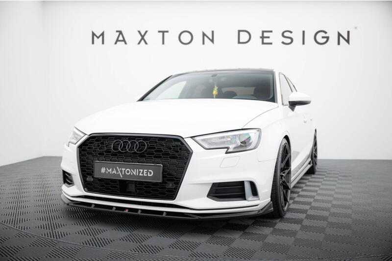 Maxton Design Frontlippe für Audi A3 Limousine 8V Facelift Hochglanz schwarz