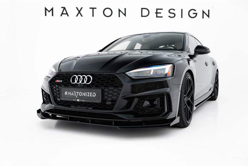 Maxton Design Street Pro Frontlippe mit Flaps für Audi RS5 Coupe / Sportback F5 rot mit schwarzen Hochglanz Flaps