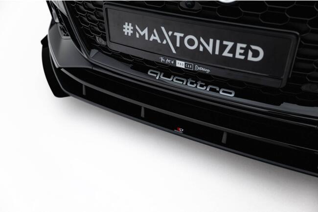 Maxton Design Street Pro Frontlippe mit Flaps für Audi RS5 Coupe / Sportback F5 rot mit schwarzen Hochglanz Flaps