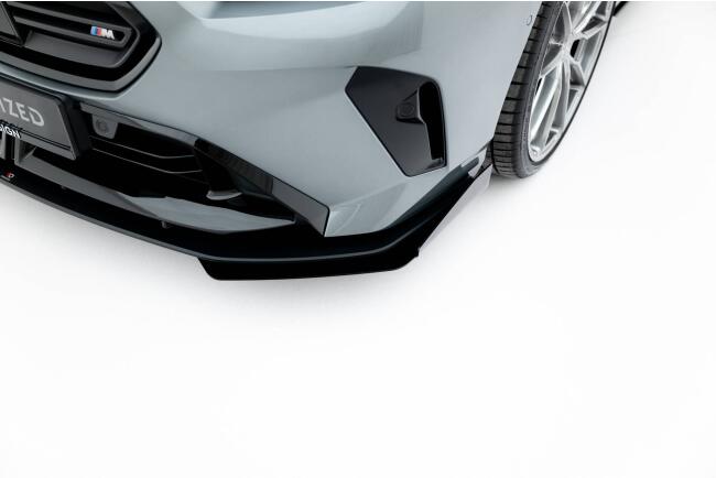 Maxton Design Street Pro Frontlippe mit Flaps für BMW M135i F70 matt schwarz mit Hochglanz Flaps
