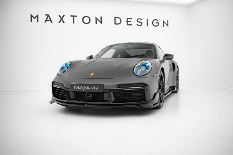 Maxton Design Frontlippe für Porsche 911 Turbo S Aero Kit 992 Hochglanz schwarz